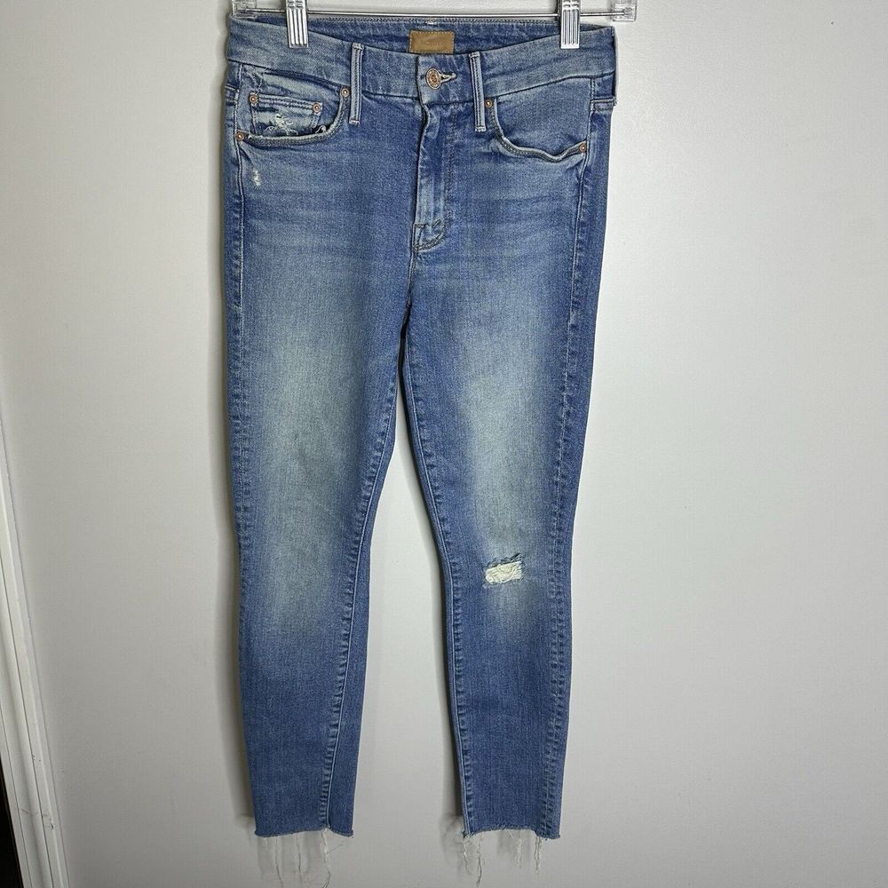 Women's MOTHER Size 25 Looker Ankle Gray Love Gun Distressed Jeans